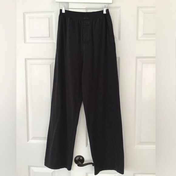 SKIMS NWT Boyfriend Loose Fit Pant Onyx Black Straight Leg Pant - Picture 6 of 7